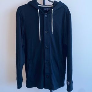 Five Four Button Down Hoodie Black | M